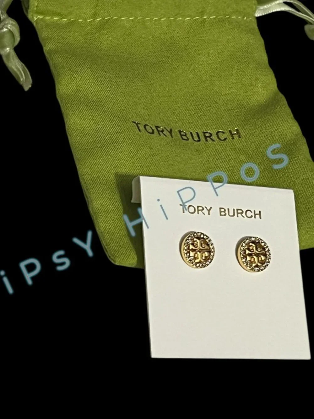 Tory Burch Gold Miller Pave Logo Studs